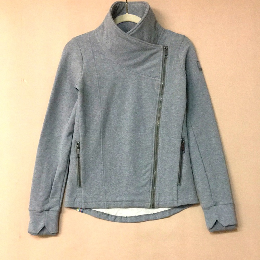Bench Women’s Light Gray Shawl Collar Zip Up Sweater. Sz S